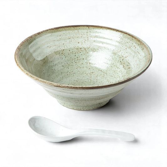 Mino Ware Rokubei Snow Trace Noodle Bowl Set