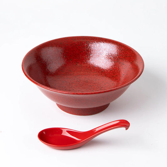 Mino Ware Yuzu Red Speckled Noodle Bowl Set
