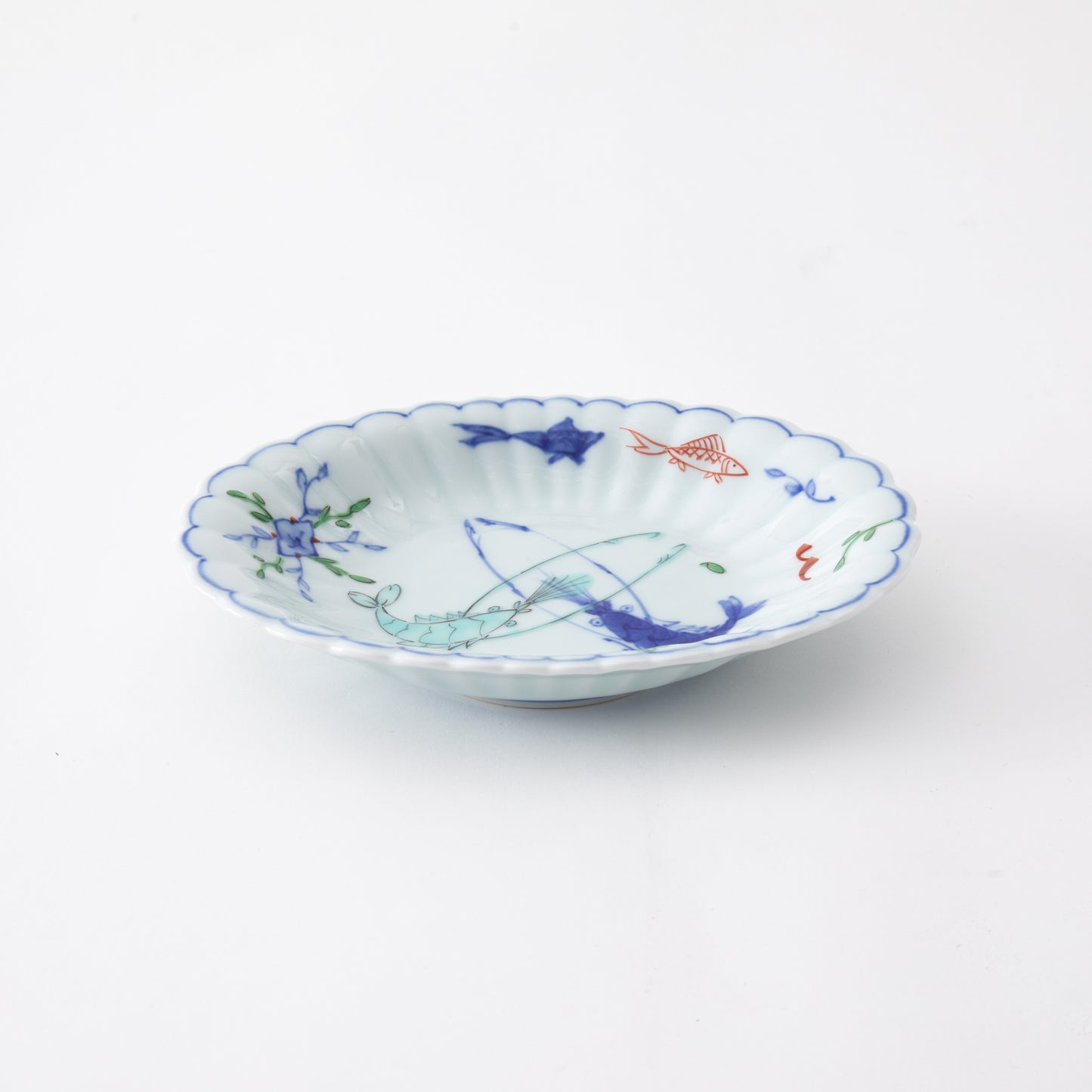 Keizan Kiln Arita Twin Lobster Chrysanthemum-Shaped Small Oval Dish