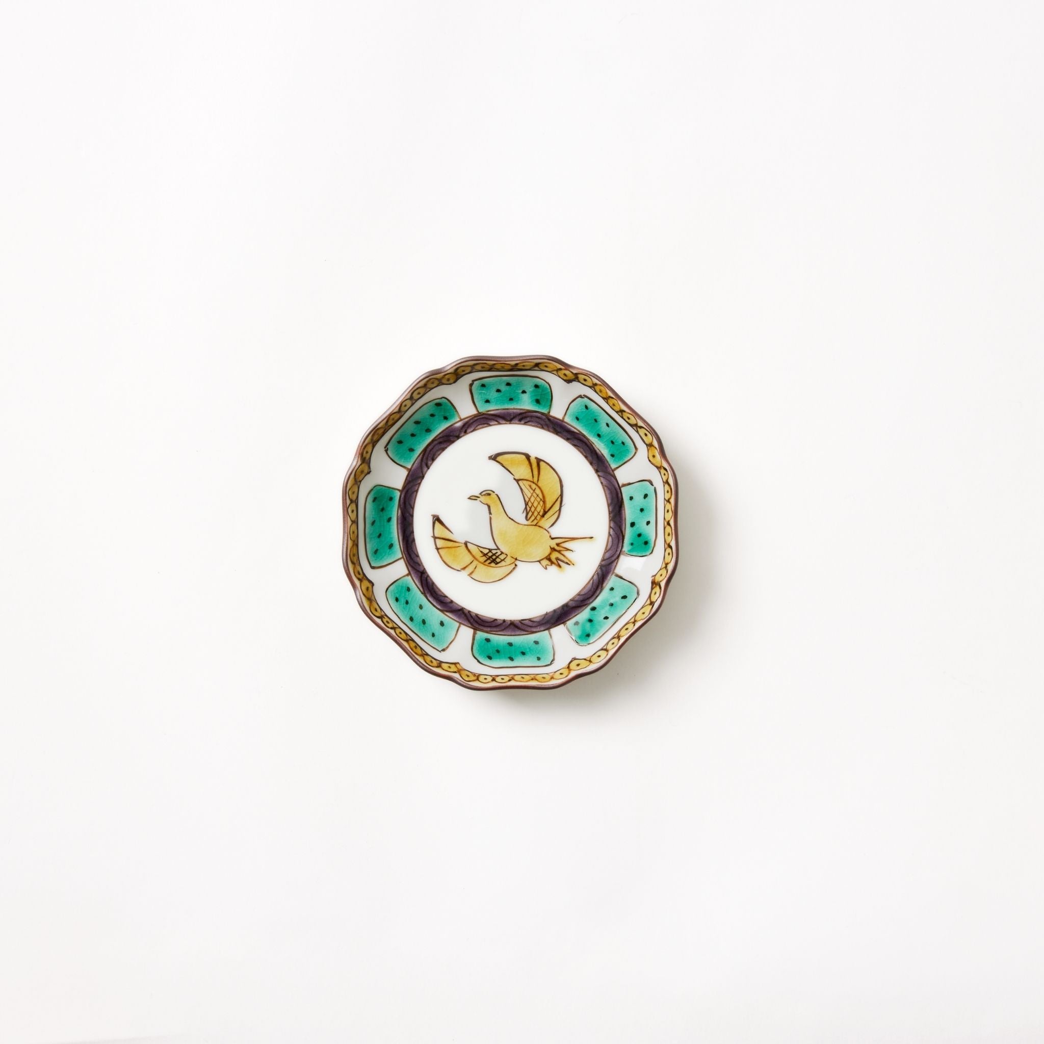 Bird Patterned Petal Rimmed Circle Plate