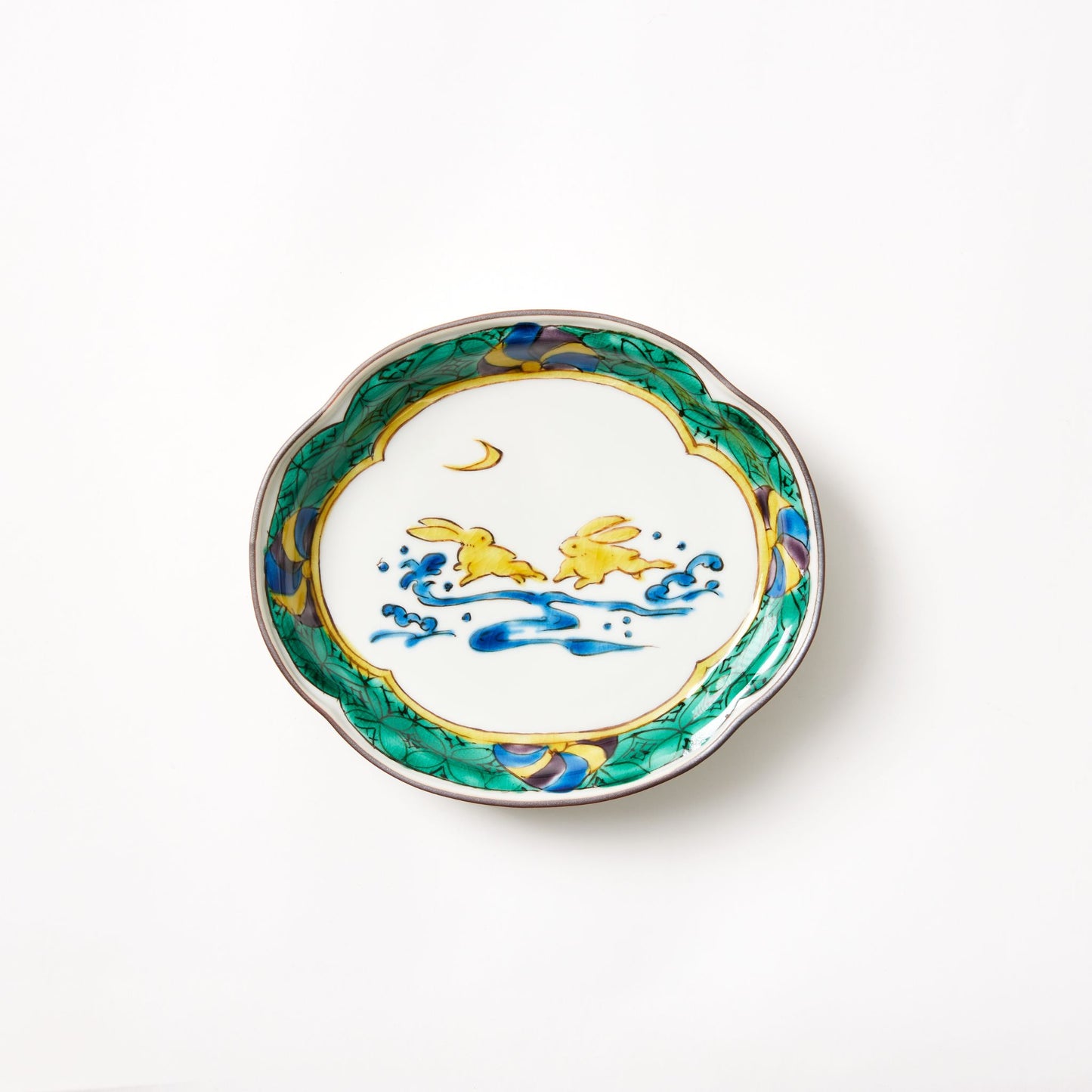 Kutani Rabbit Petal Rimmed Plate