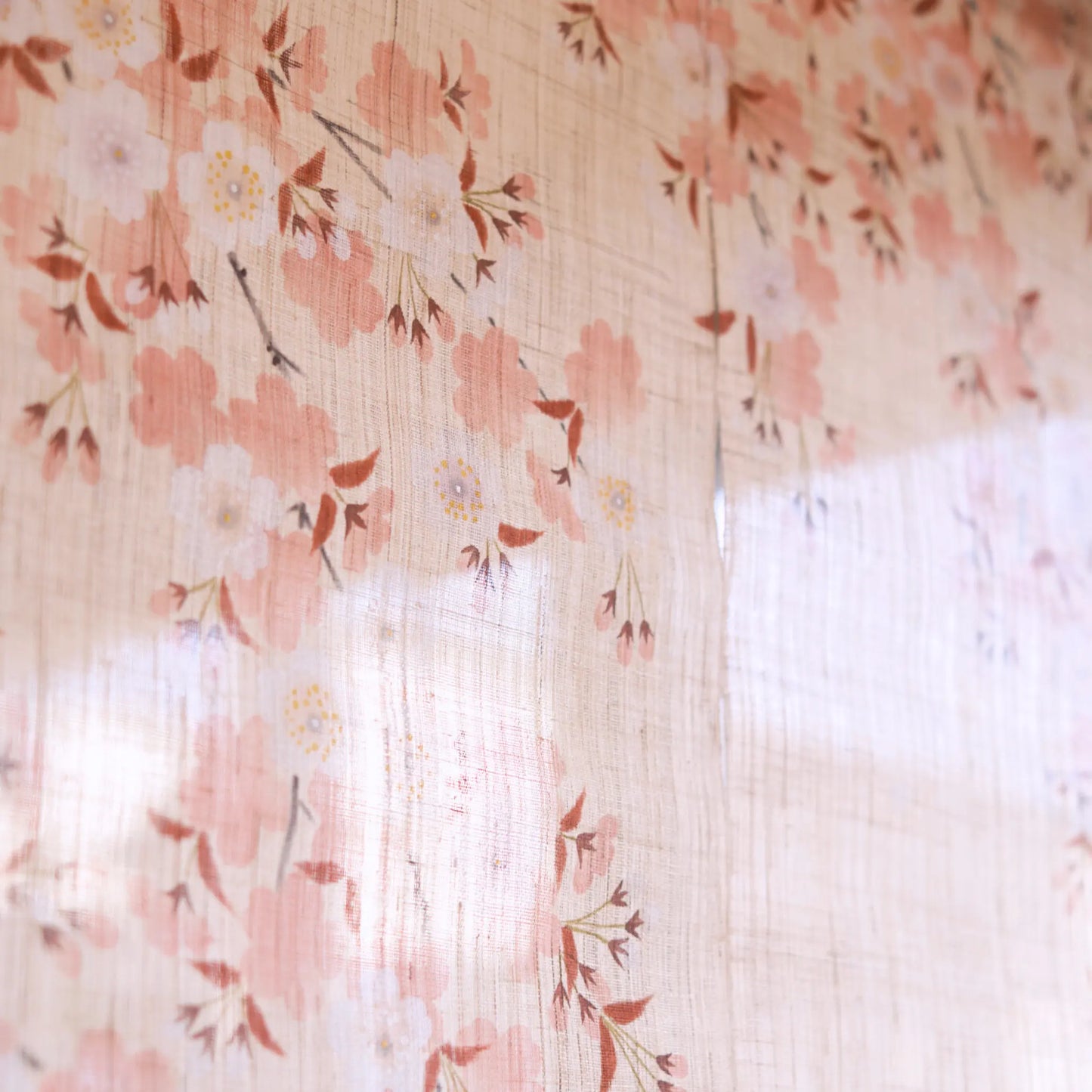 Hand Painted Noren Mountain Village Cherry Blossoms