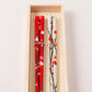 Rimpa Red and White Plum Wakasa Lacquer Chopsticks Pair and Paulownia Gift Box