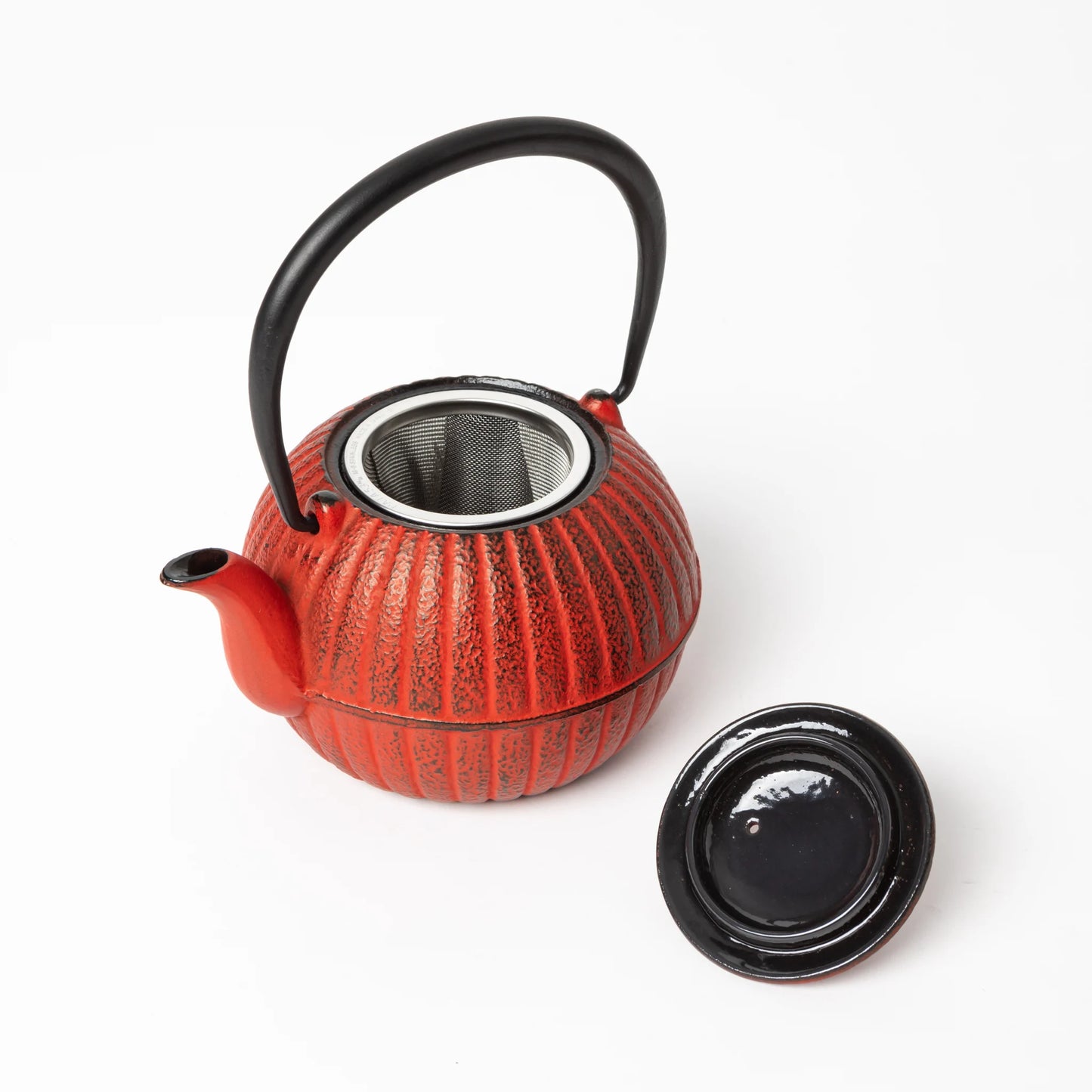 Japanese Aster Red Nanbu Cast Iron Teapot