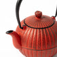 Japanese Aster Red Nanbu Cast Iron Teapot