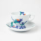 Iro-Nabeshima Glazed Porcelain Thistle Coffee Cup and Saucer Set