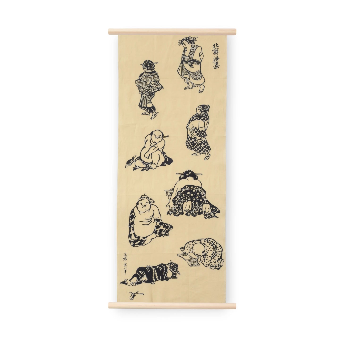 Rienzome Hokusai Manga Tenugui and Display Rods Set