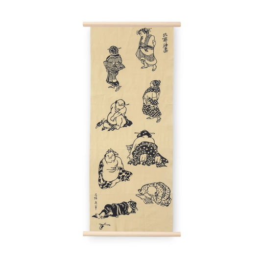 Rienzome Hokusai Manga Tenugui and Display Rods Set