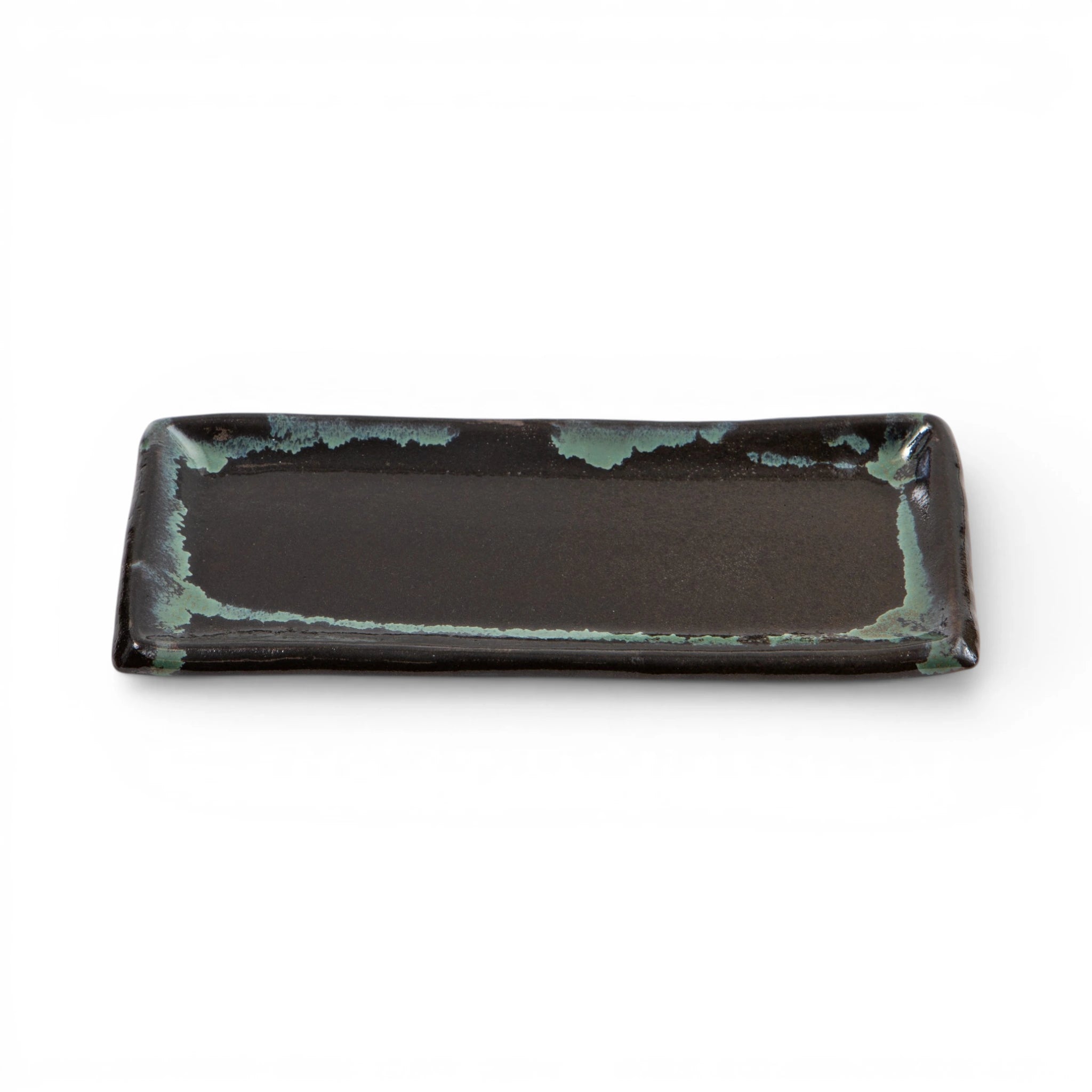 Ryumonji Yaki Pottery Rectangular Plate Black Glaze