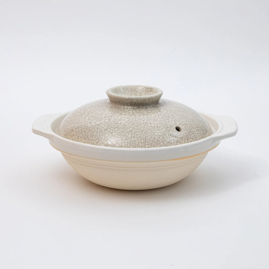 Kannyu White Donabe Clay Pot (3-4 People)