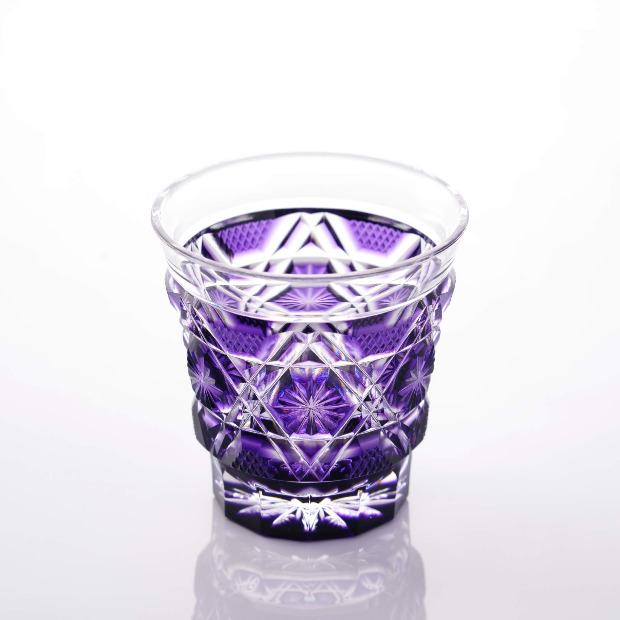 Satsuma Kiriko Sake Glass Shimadzu Purple