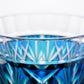 Close-up of the finely crafted rim of the Satsuma Kiriko two-tone sake cup in Lapis Green.