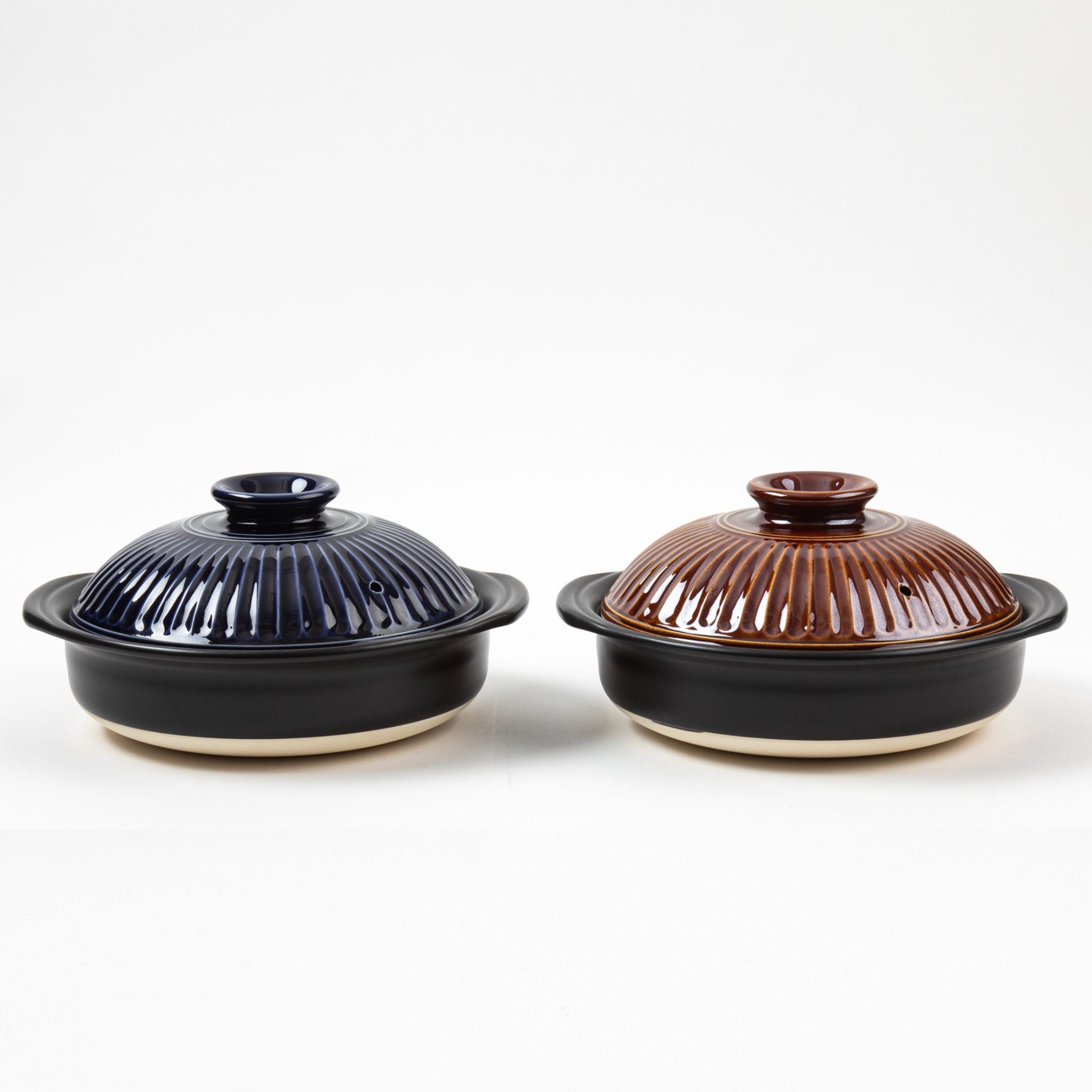 GINPO Chrysanthemum Blue Glaze Donabe Clay Pot (3-4 People)