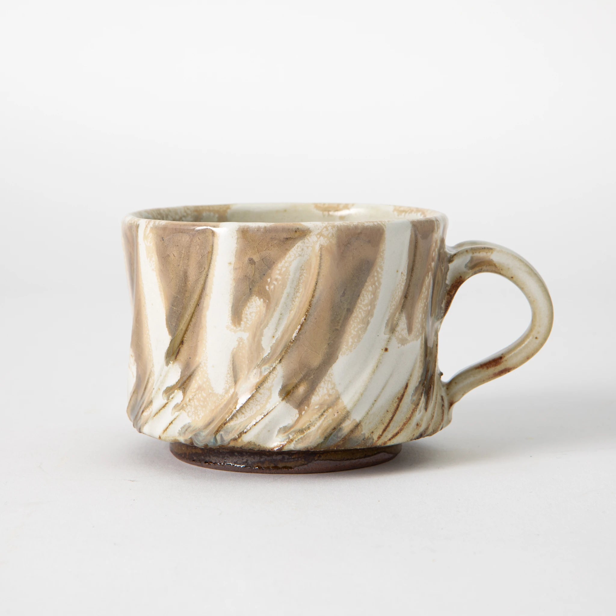 Tamba Ware Large Faceted Mug Ash Glaze