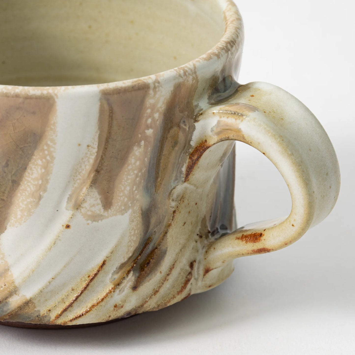 Tamba Ware Large Faceted Mug Ash Glaze