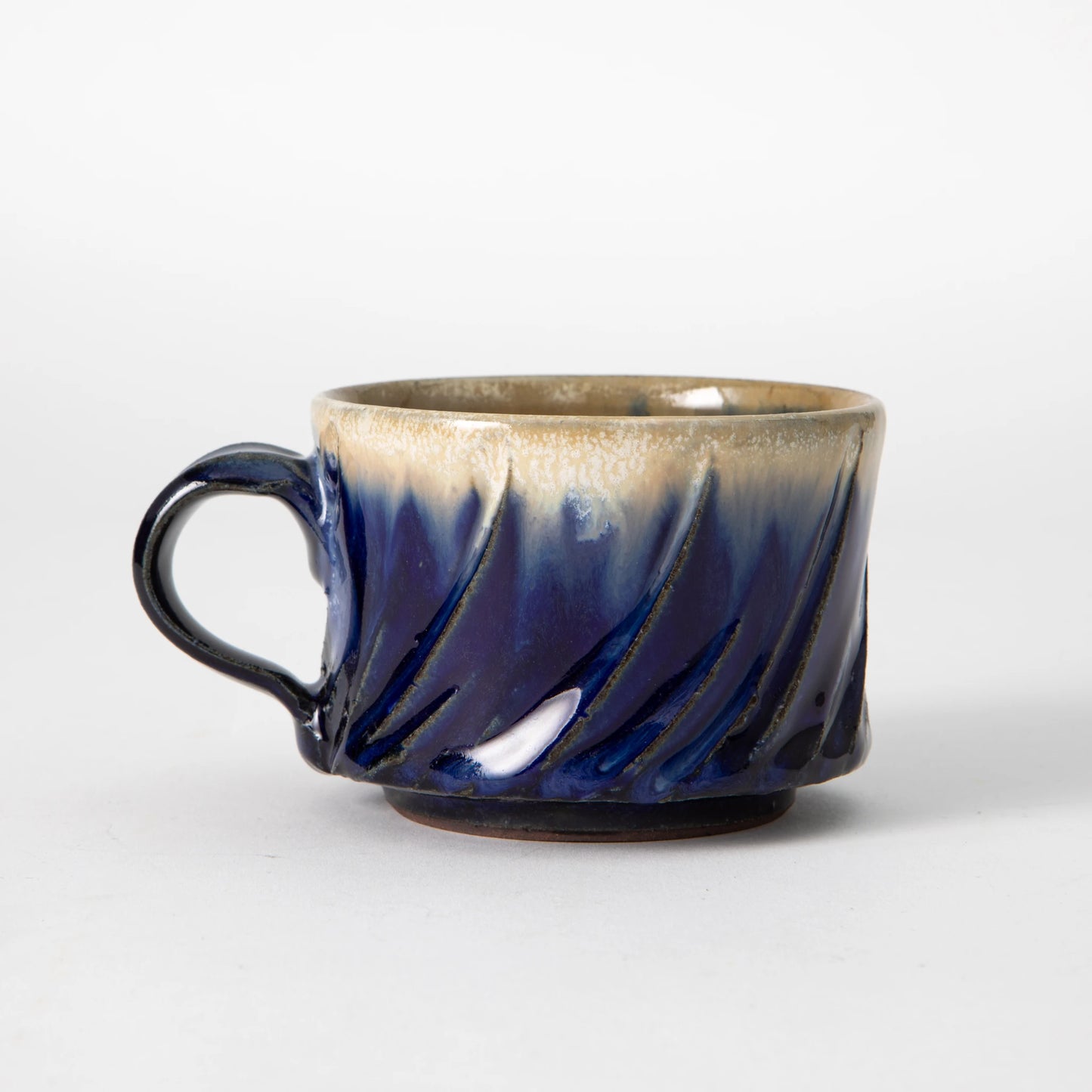 Tamba Ware Large Faceted Mug Lapis Blue Glaze