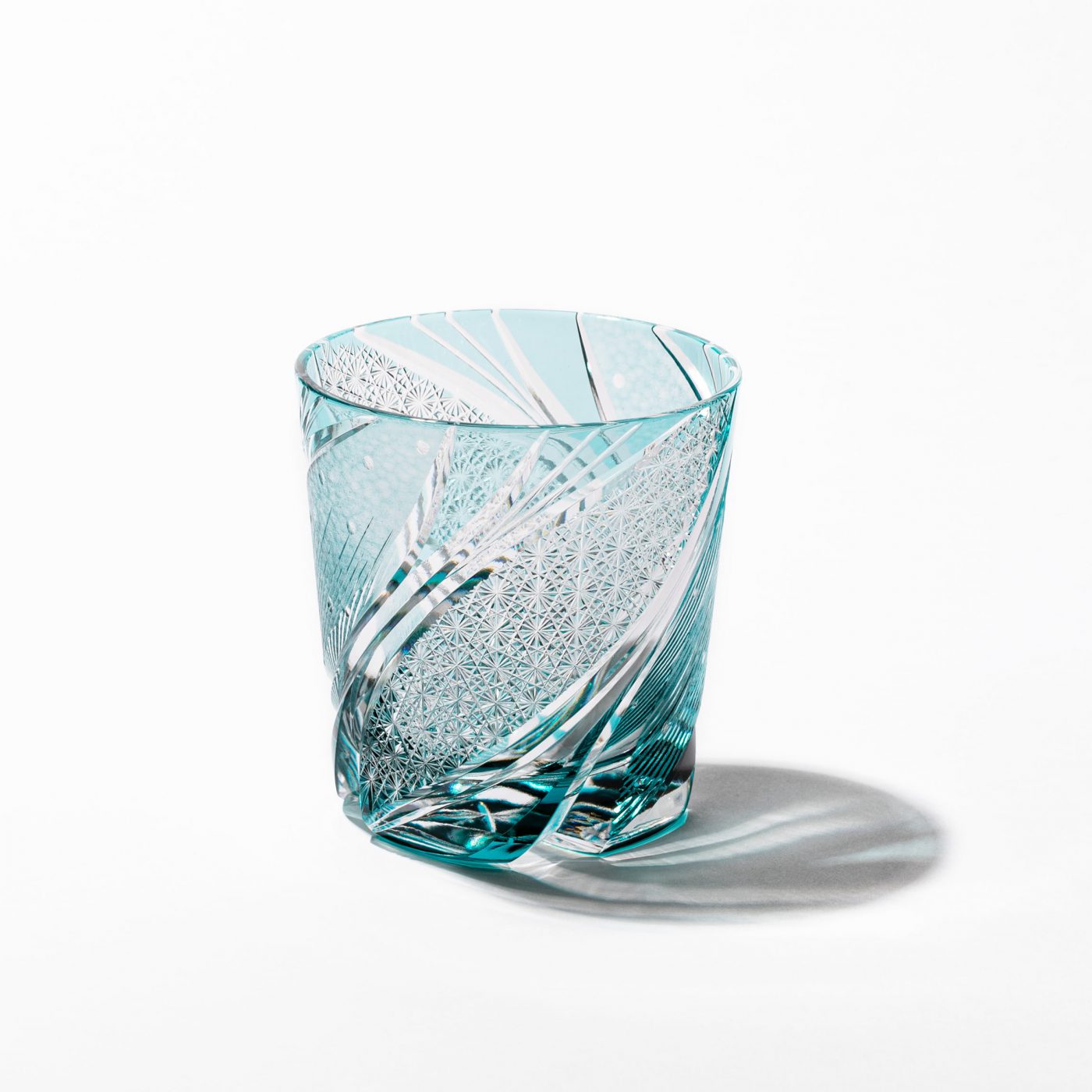 Green Edo Kiriko Meteor Whiskey Glass from Tableau