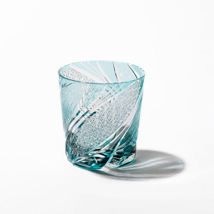 Green Edo Kiriko Meteor Whiskey Glass from Tableau