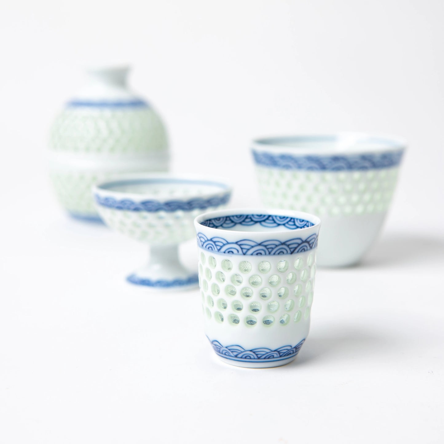 Hasami Ware Crystal Blue Wave Crest Sake Cup