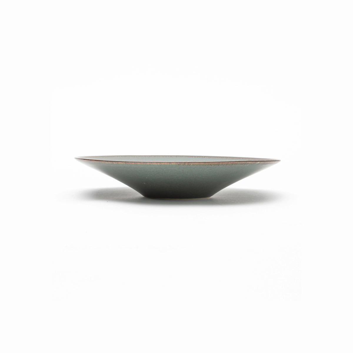 Tsukamoto Mashiko Ware SABI Flat Bowl Medium Deep Green