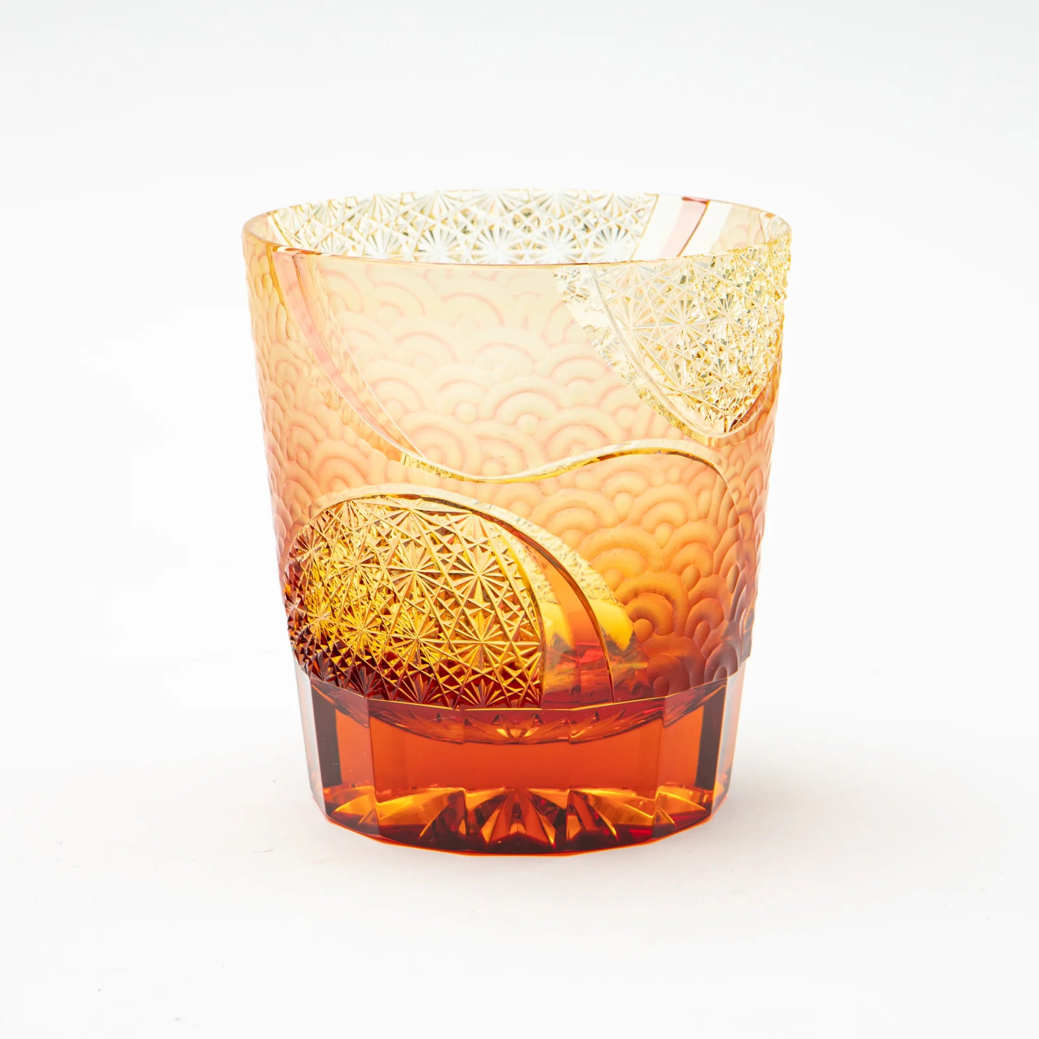 Edo Kiriko Amber Red Whiskey Glass Hado