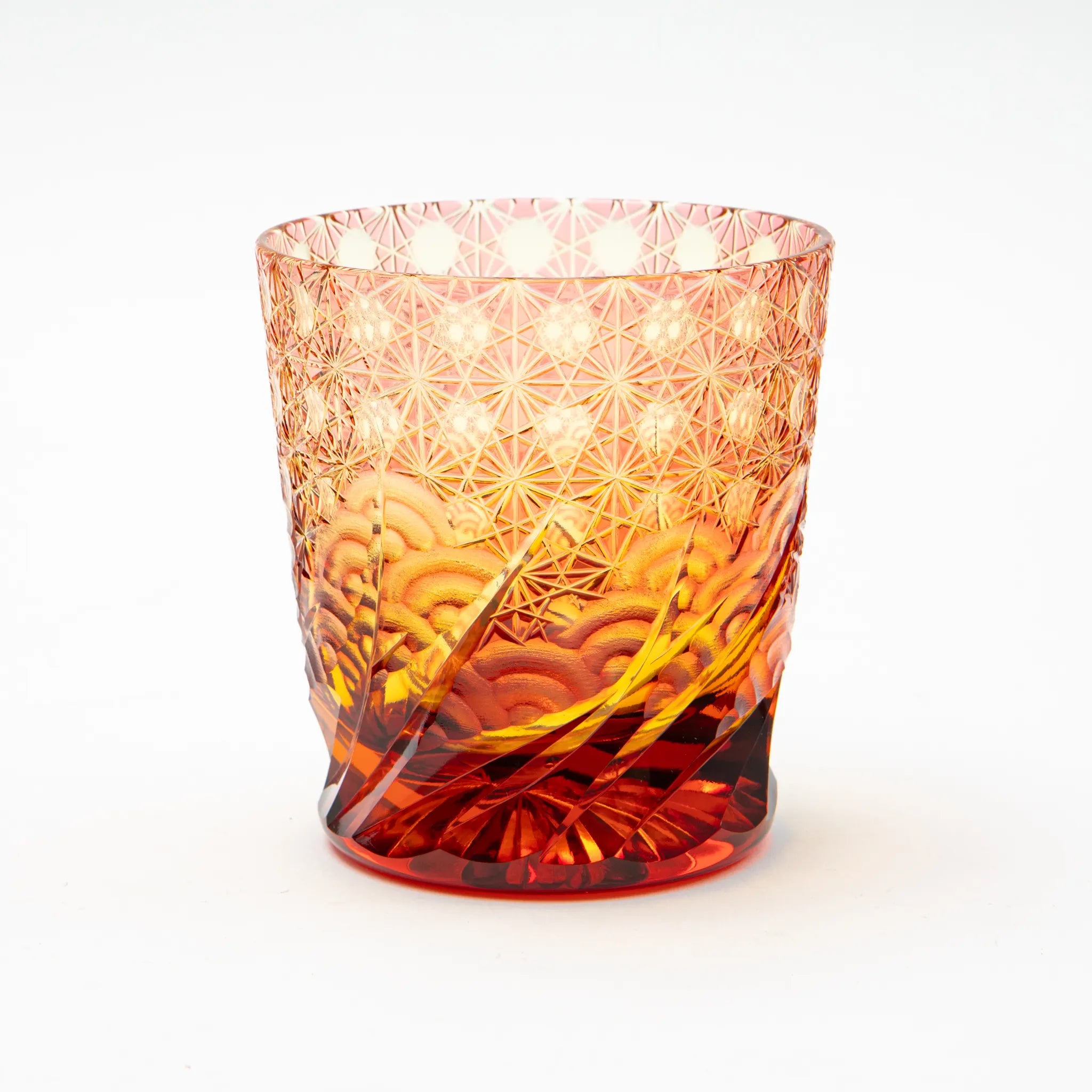 Red and amber Edo Kiriko Glass by Yamada Glass Works