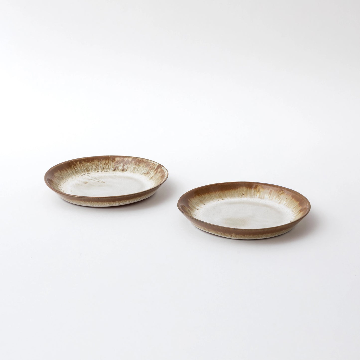 Hagi Ware Wara Glaze Iron Splash Plates (Set of 2)