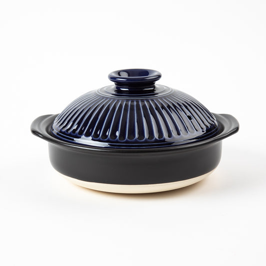 GINPO Chrysanthemum Blue Glaze Donabe Clay Pot (2-3 People)