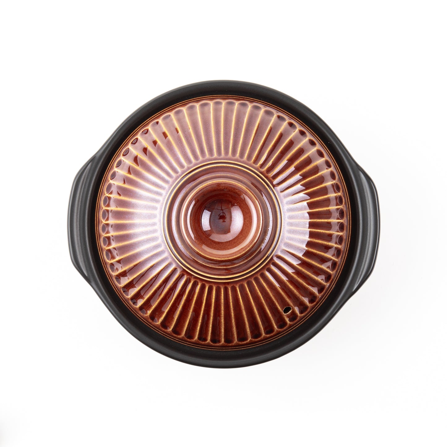 GINPO Chrysanthemum Ame Glaze Donabe Clay Pot (2-3 People)