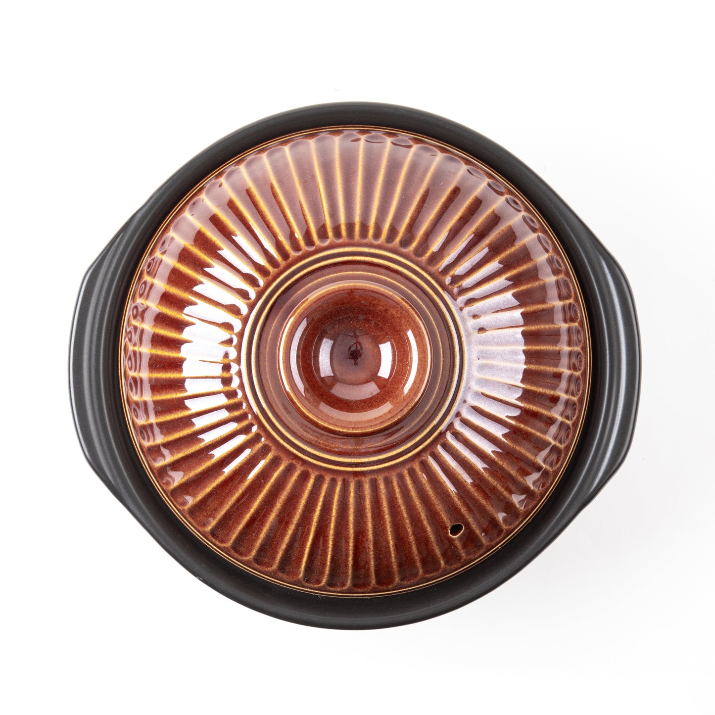 GINPO Chrysanthemum Ame Glaze Donabe Clay Pot (3-4 People)