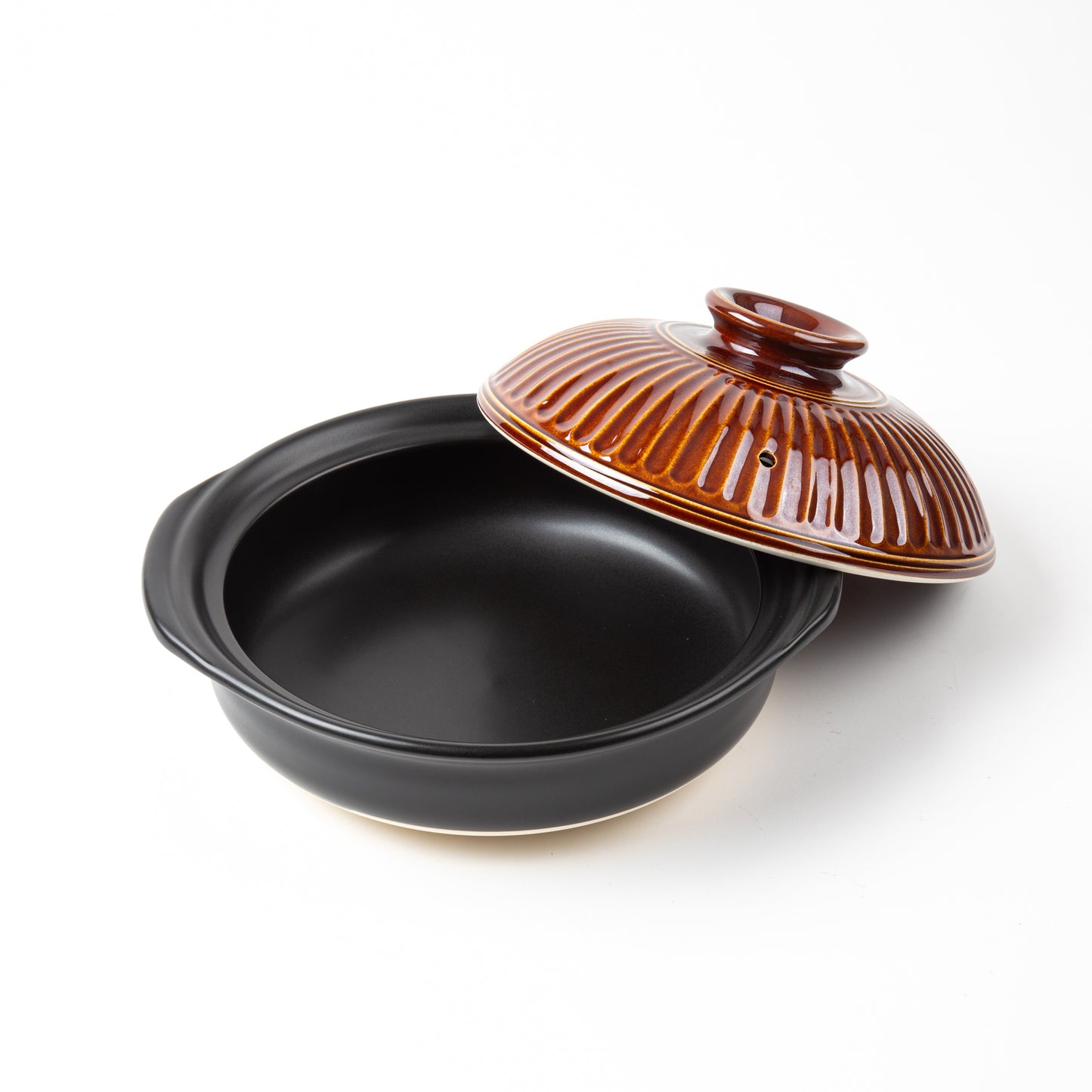 GINPO Chrysanthemum Ame Glaze Donabe Clay Pot (3-4 People)
